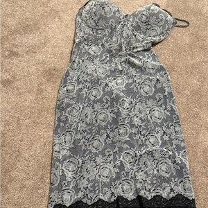 Fashion Nova Black Lace-Texture Sheer Midi Dress - Size 2X *NWT